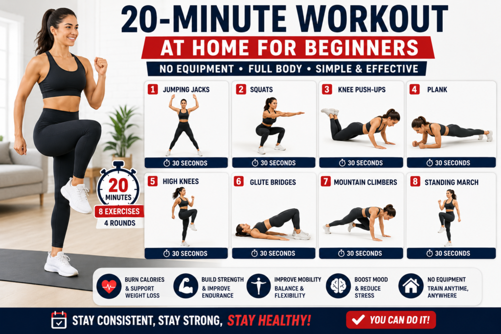 20-Minute Workout at Home for Beginners
