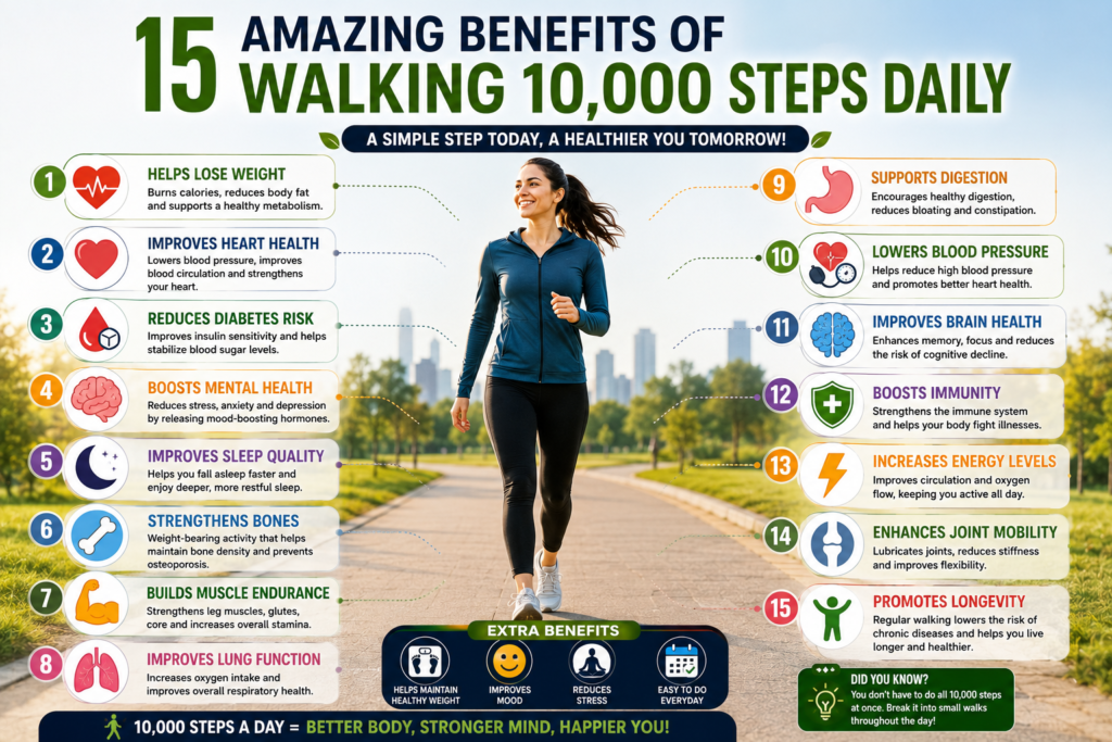 15 Amazing Benefits of Walking 10000 steps,
