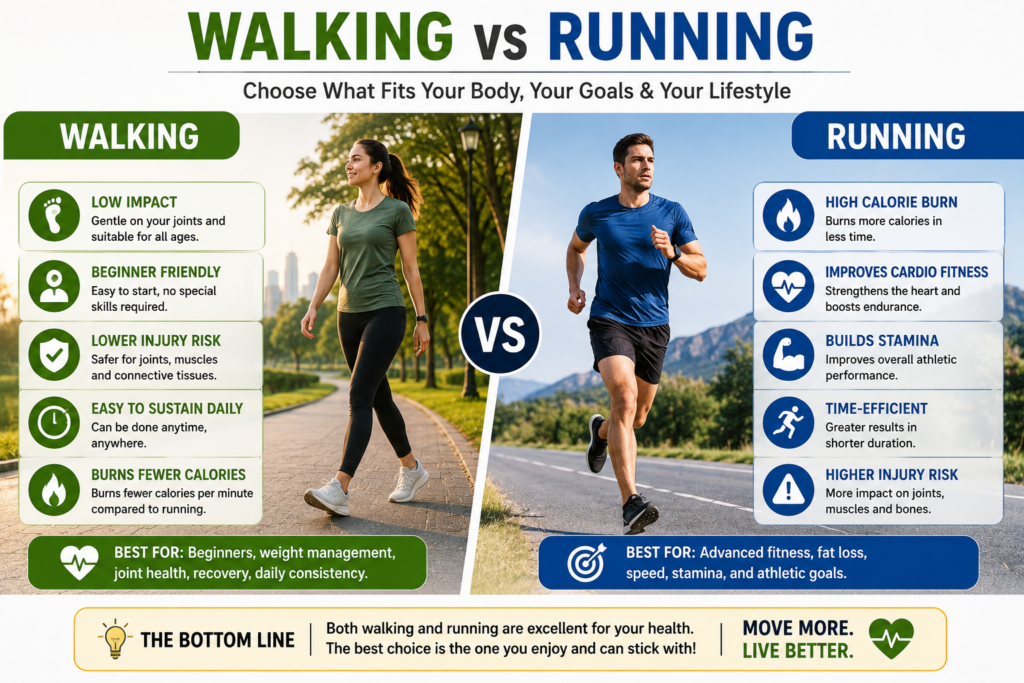 Walking vs Running,
