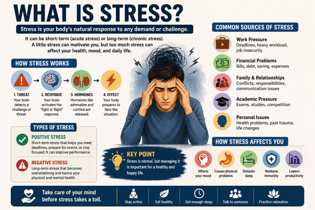 Signs of stress you ignore,
ignore stree symptoms,
physical symptoms of stress,
health risks of ignoring stress,
foods that help reduce stress naturally,
