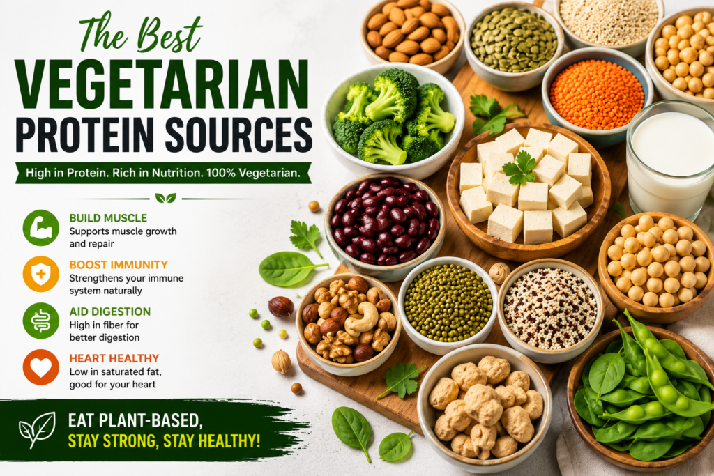 Vegetarian Protein Sources, best vegetarian protein foods, high protein vegetarian foods, vegetarian muscle building foods, healthy vegetarian diet,