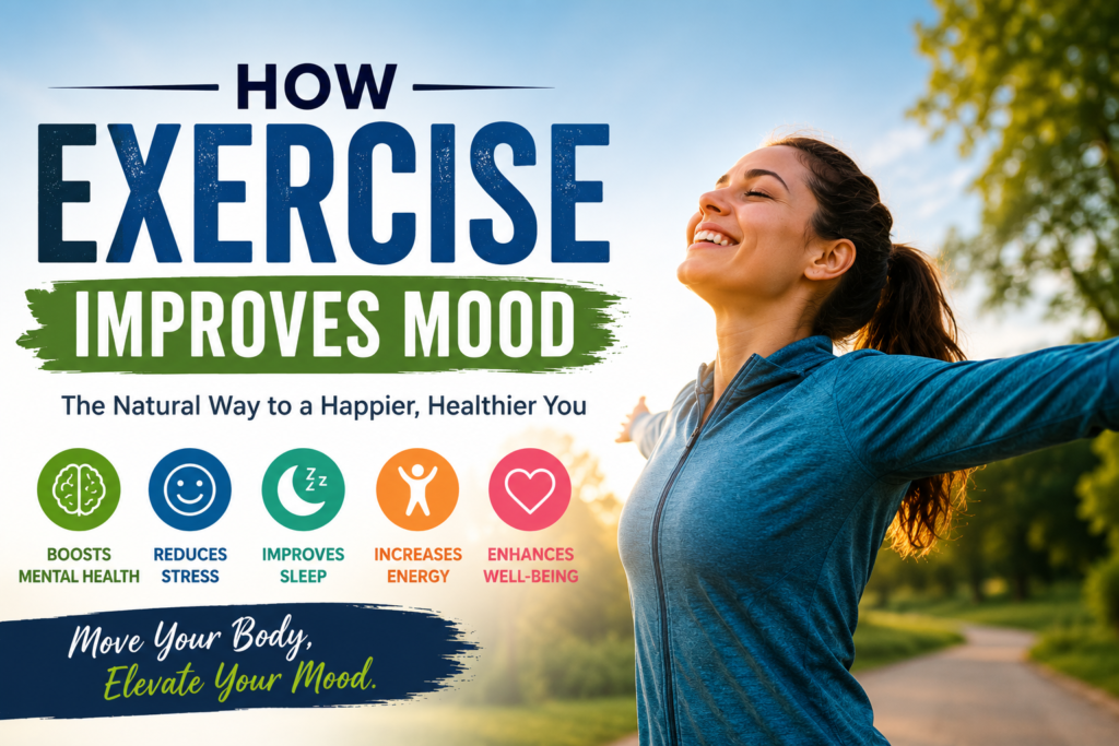 how exercise improves mood, exercise and mental health, benefits of exercise, mental health benefits of exercise, mood boosting exercises,