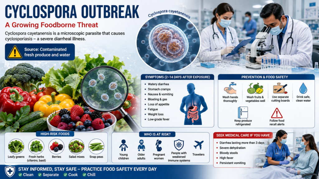 Cyclospora Outbreak,
Cyclospora Symptoms,
Cyclospora Treatment,
Cyclospora Prevention,
Cyclospora,
