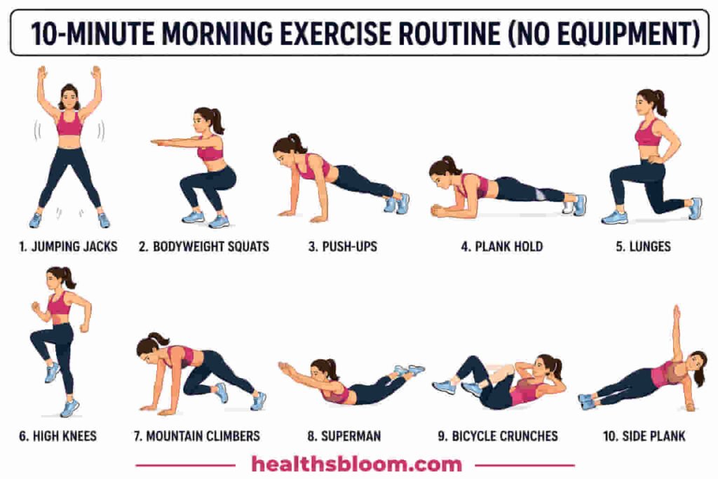 10-minute morning exercise routine with no equipment