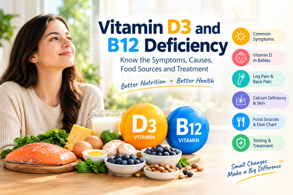 Vitamin D3 and B12 deficiency symptoms, food sources, and treatment guide